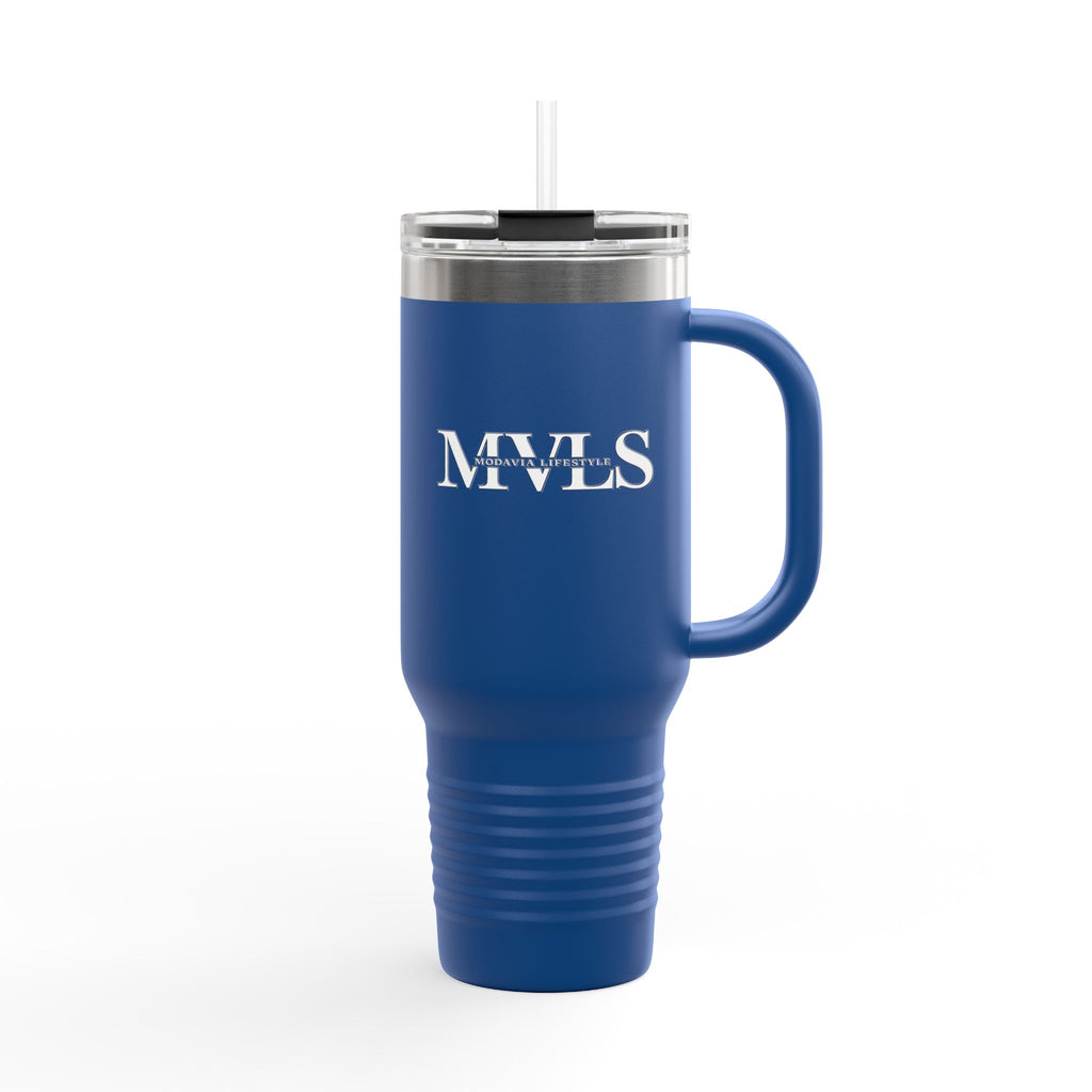 White and blue Thermal Travel Vessel