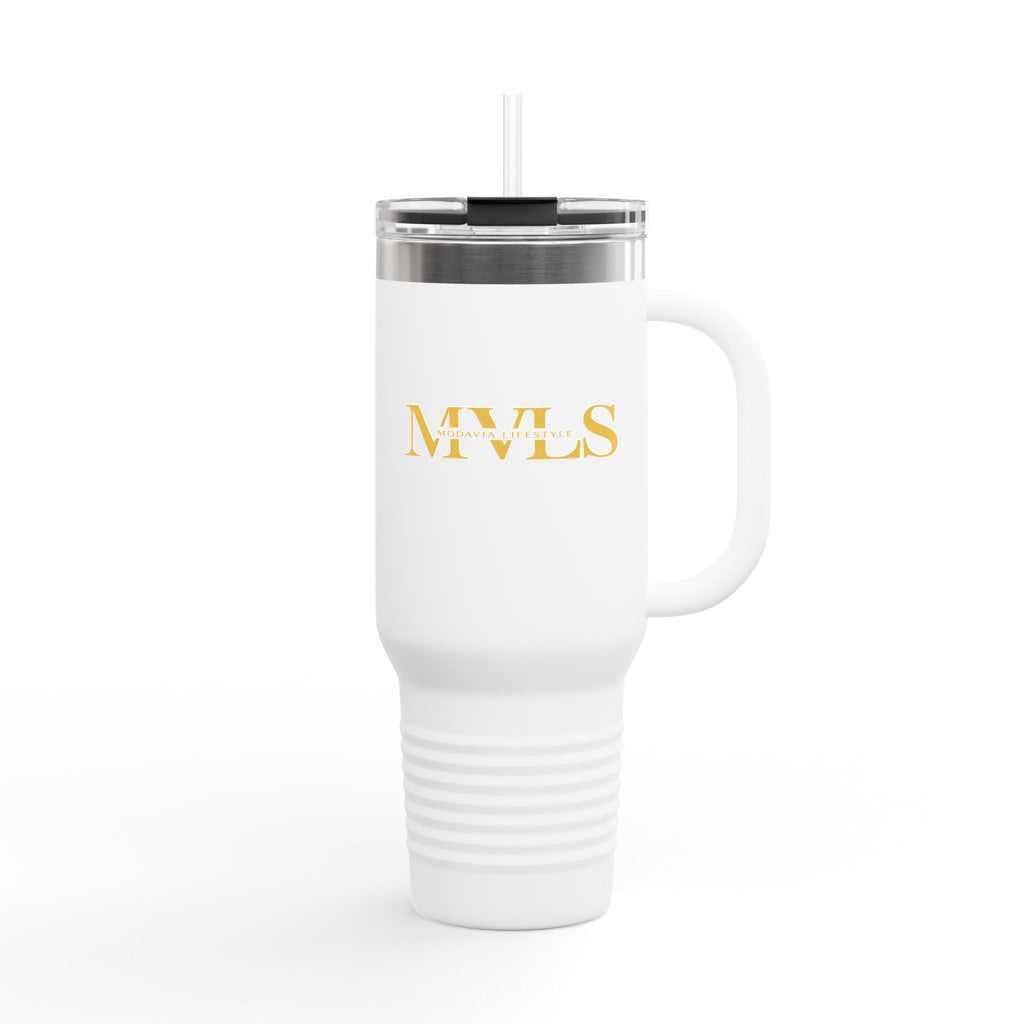 Mustard and white Thermal Travel Vessel
