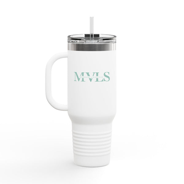 Teal and white Thermal Travel Vessel