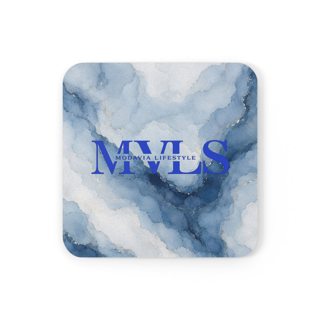 Posavasos de Corcho Azul Mormoleado, 1pc