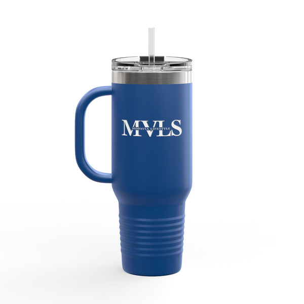 White and blue Thermal Travel Vessel