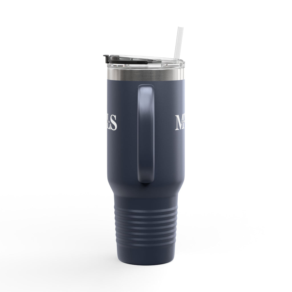 White and navy blue Thermal Travel Vessel