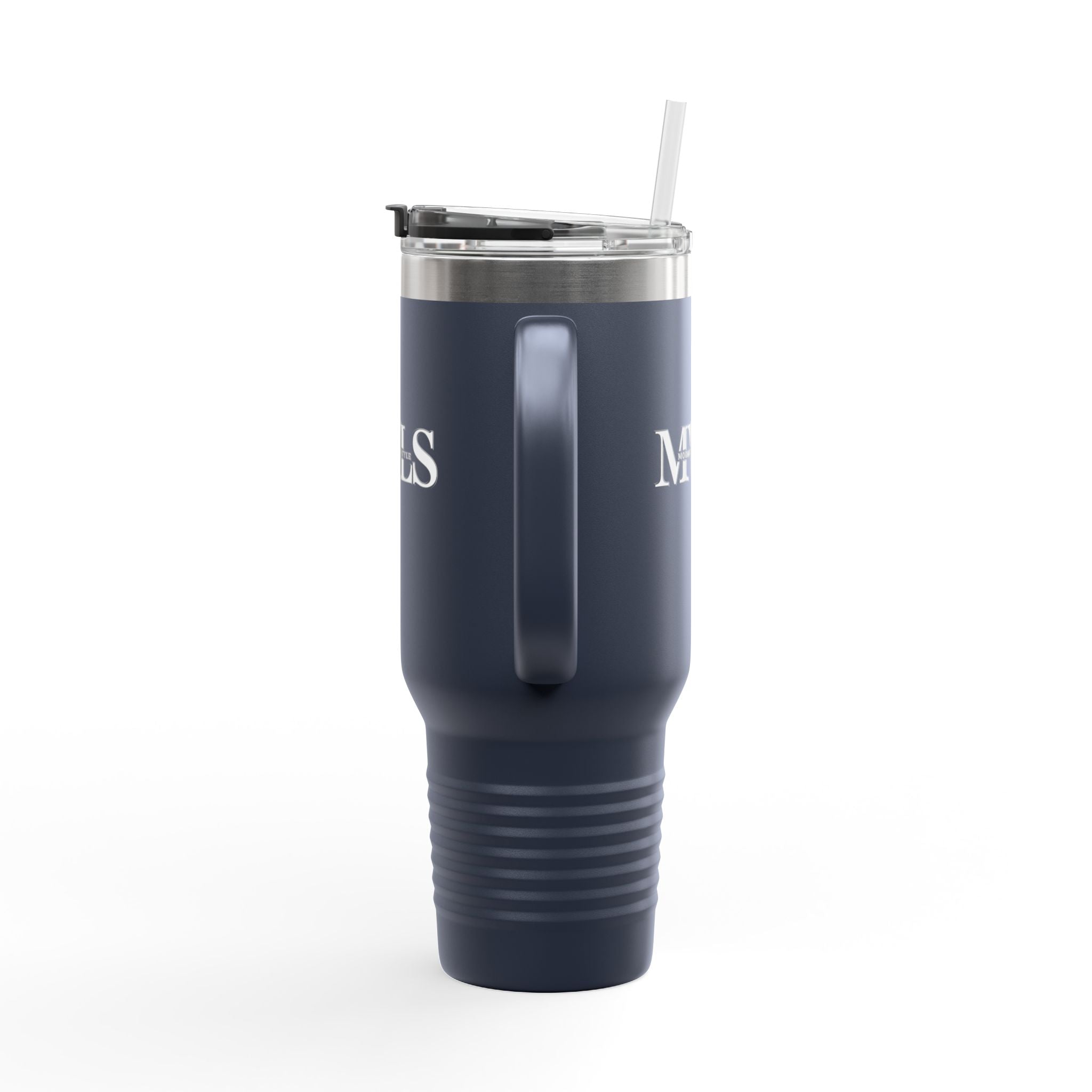 White and navy blue Thermal Travel Vessel